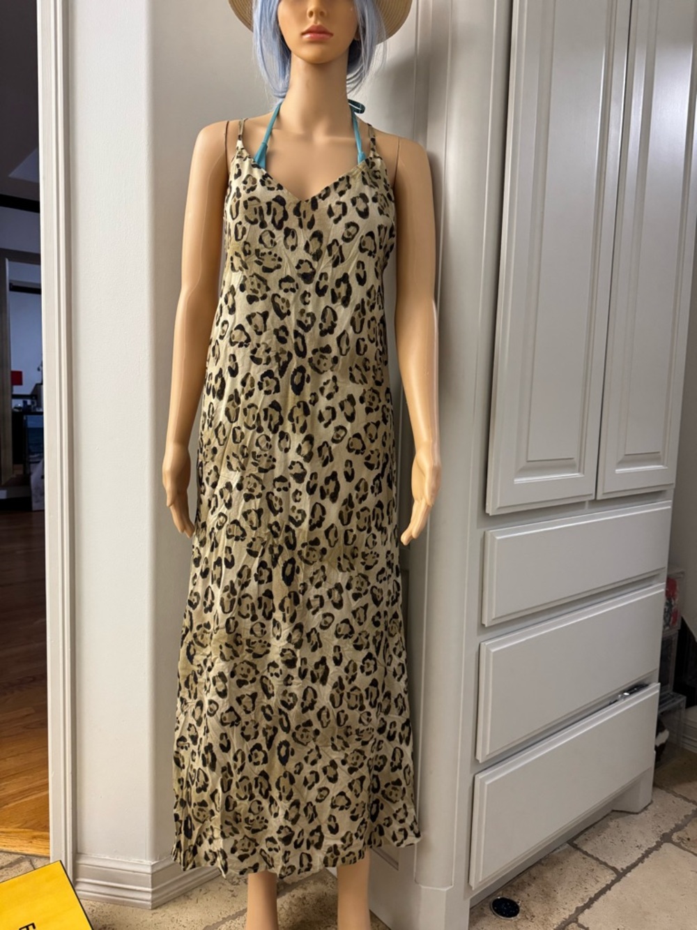 Pilyq Leopard-Print Slip Coverup in Tan and Black